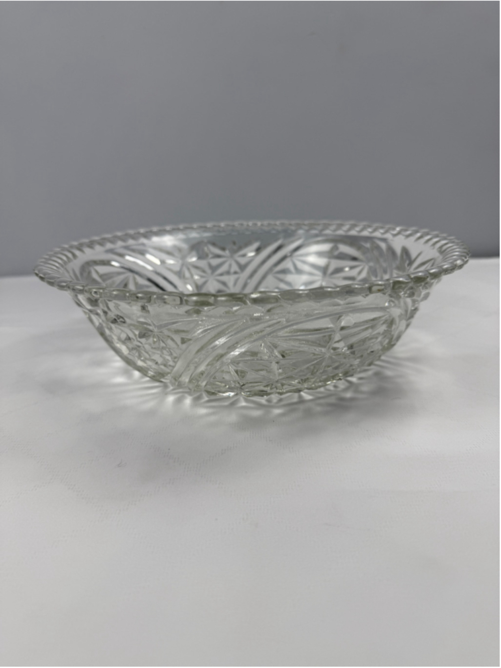Vintage Anchor Hocking Stars and Bars Clear Glass Salad Serving Bowl Serveware